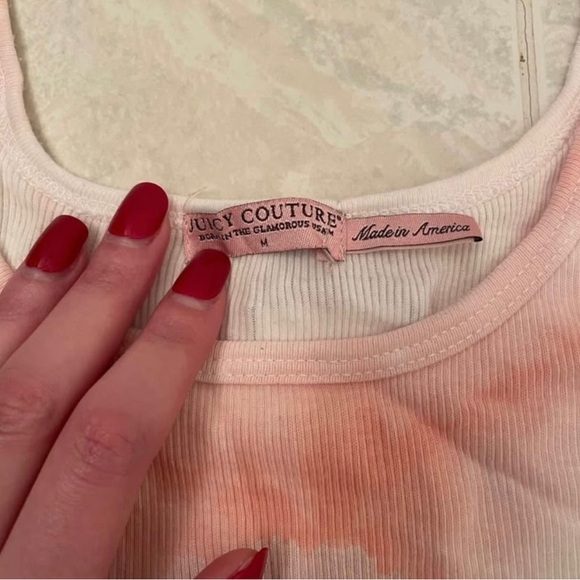 Juicy Couture Y2K Vintage Peach and White Tank Top - Picture 2 of 3